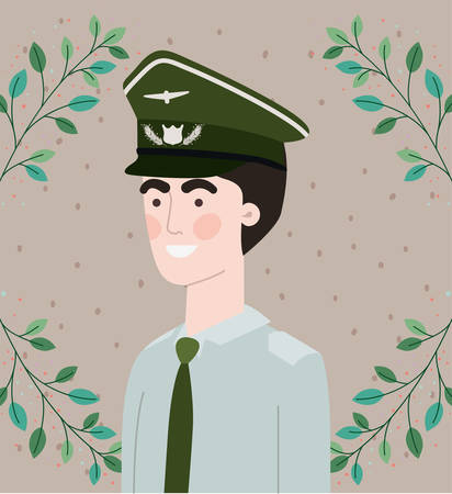 military man with leafs wreath frame vector illustration designのイラスト素材