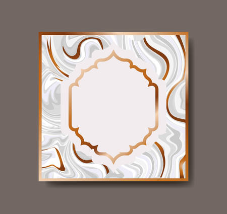 square golden with victorian frame marble texture vector illustration designのイラスト素材