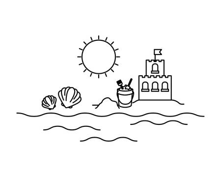 silhouette of sand castle on white background vector illustration designのイラスト素材