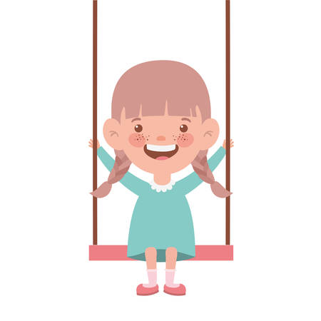 baby girl in swing smiling on white background vector illustration designのイラスト素材