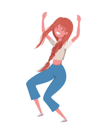 dancing woman in white background vector illustration designのイラスト素材