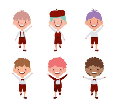 group of young studemts boys characters vector illustration designのイラスト素材