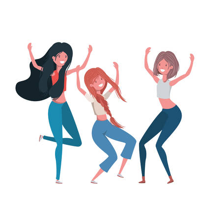 dancing women in white background vector illustration designのイラスト素材