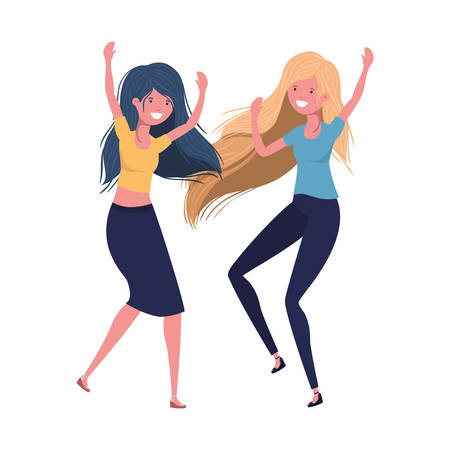 dancing women in white background vector illustration designのイラスト素材