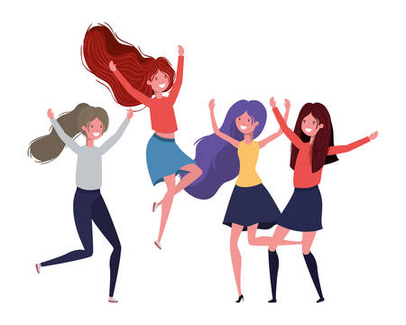 dancing women in white background vector illustration designのイラスト素材