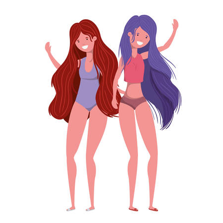 young women with swimsuit on white background vector illustration designのイラスト素材