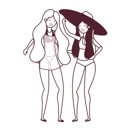 silhouette of women with swimsuit on white background vector illustration designのイラスト素材