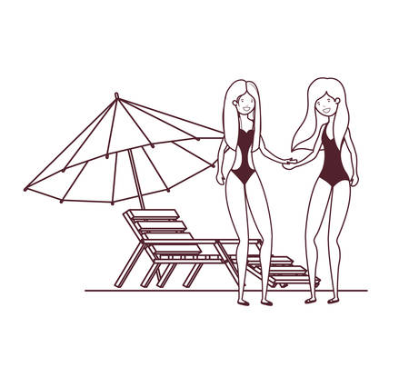 silhouette of women with swimsuit on white background vector illustration designのイラスト素材