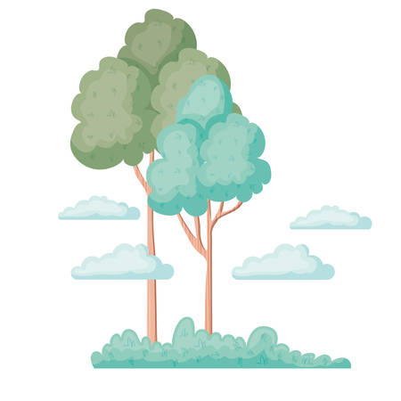 landscape with trees and plants isolated icon vector illustration designのイラスト素材