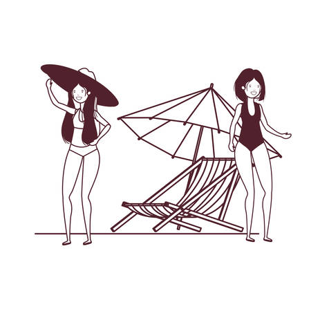 silhouette of women with swimsuit on white background vector illustration designのイラスト素材