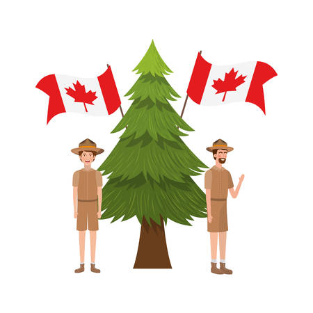 Forest ranger cartoon design, life protector nature fauna and green theme Vector illustrationのイラスト素材