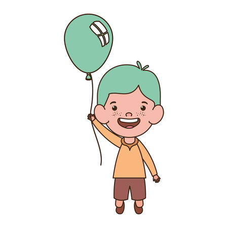 baby boy smiling with helium balloon in hand vector illustration designのイラスト素材