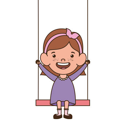 baby girl in swing smiling on white background vector illustration designのイラスト素材