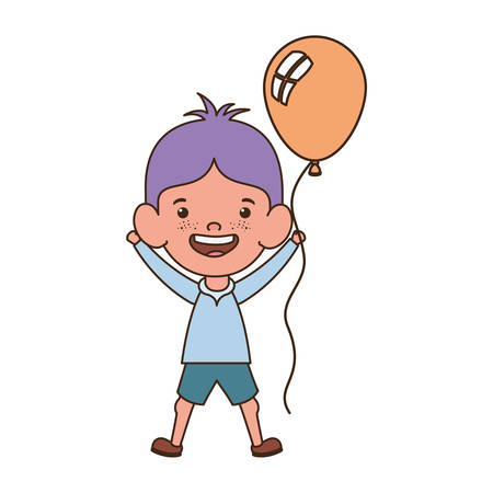 baby boy smiling with helium balloon in hand vector illustration designのイラスト素材