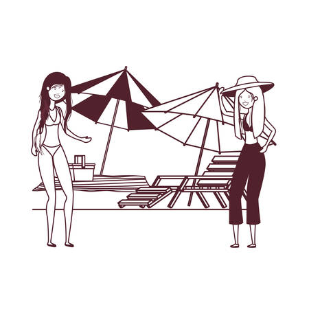 silhouette of women with swimsuit on white background vector illustration designのイラスト素材