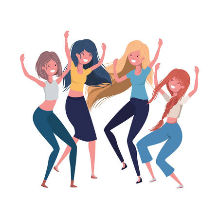 dancing women in white background vector illustration designのイラスト素材