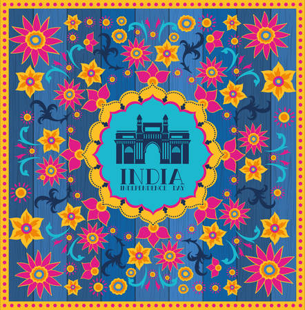 indian mosque chaminar temple with floral background vector illustration designのイラスト素材
