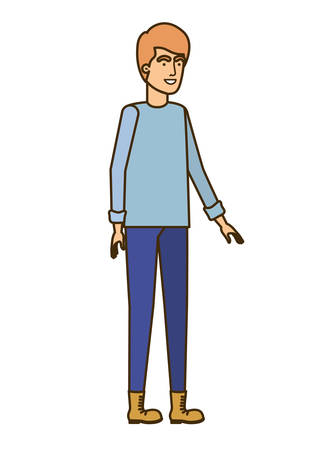 young man in white background avatar character vector illustration designのイラスト素材