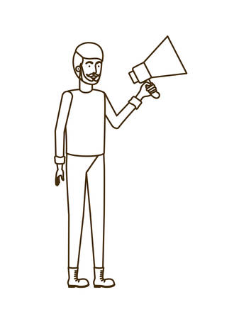 young man with megaphone in the hand vector illustration designのイラスト素材