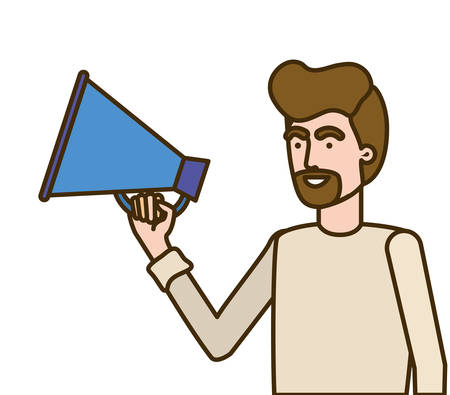young man with megaphone in the hand vector illustration designのイラスト素材