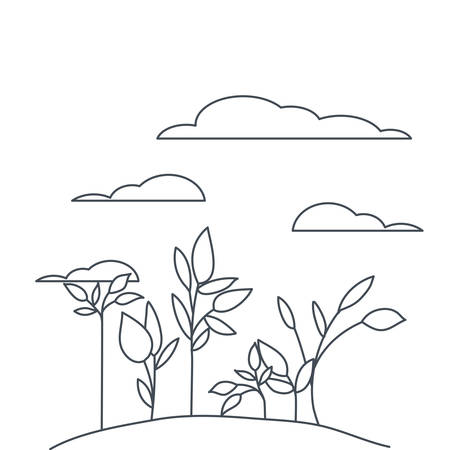 plant in landscape isolated icon vector illustration designのイラスト素材