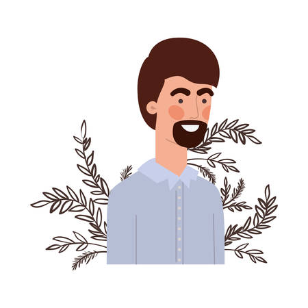 young man with branch with leaf character vector illustration designのイラスト素材