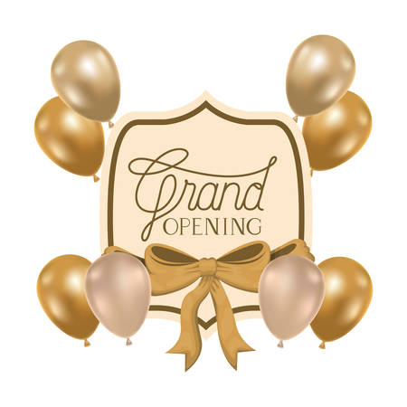 frame and helium balloons with label grand opening vector illustration designのイラスト素材