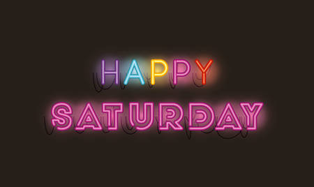 happy saturday fonts neon lights vector illustration designのイラスト素材