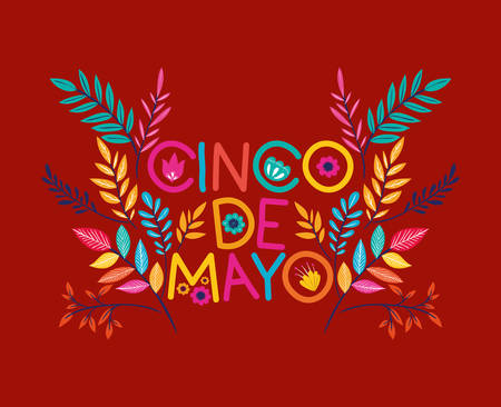 cinco de mayo card with floral decoration vector illustration designのイラスト素材