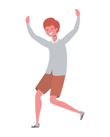 young man dancing in white background vector illustration designのイラスト素材