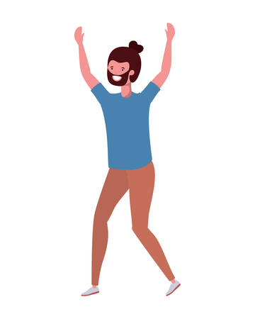 young man dancing in white background vector illustration designのイラスト素材