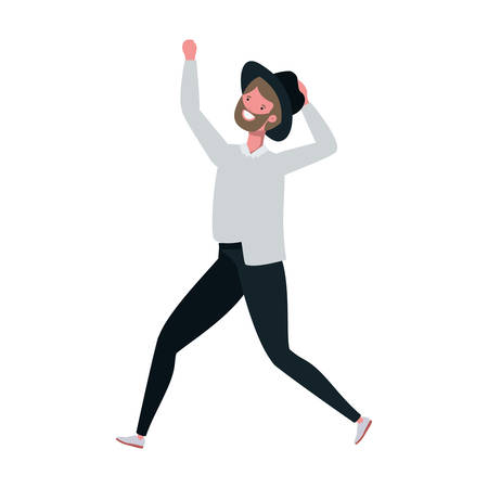 young man dancing in white background vector illustration designのイラスト素材