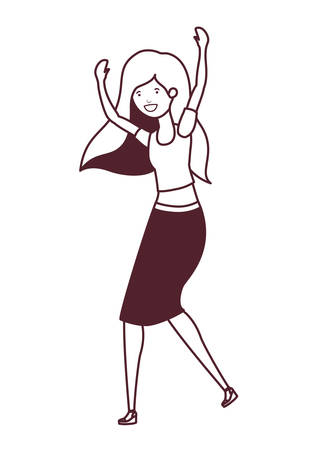 silhouette of dancing woman in white background vector illustration designのイラスト素材