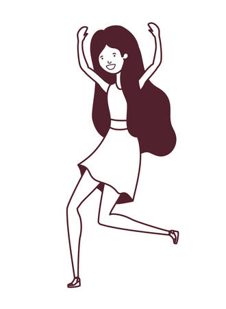silhouette of dancing woman in white background vector illustration designのイラスト素材