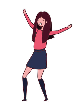 dancing woman in white background vector illustration designのイラスト素材