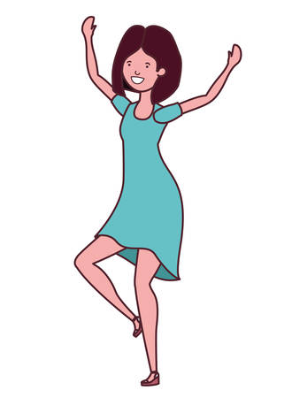 dancing woman in white background vector illustration designのイラスト素材