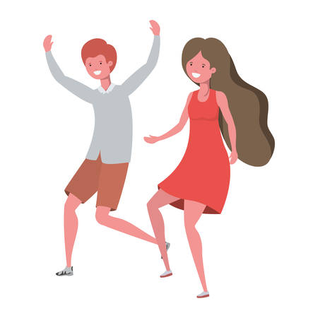 young couple dancing in white background vector illustration designのイラスト素材