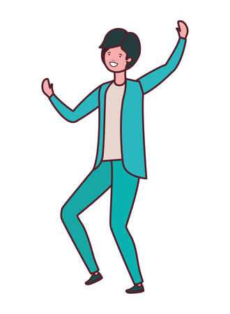 young man dancing in white background vector illustration designのイラスト素材