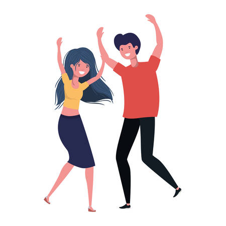 young couple dancing in white background vector illustration designのイラスト素材