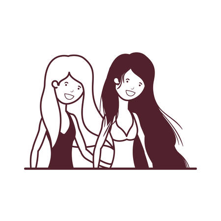 silhouette of women with swimsuit on white background vector illustration designのイラスト素材