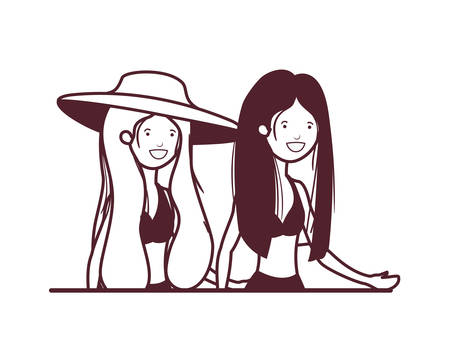 silhouette of women with swimsuit on white background vector illustration designのイラスト素材