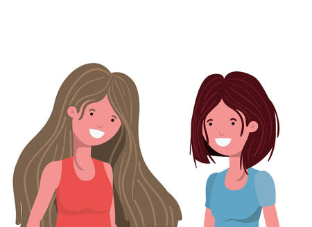 young women in white background avatar character vector illustration designのイラスト素材