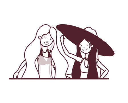 silhouette of women with swimsuit on white background vector illustration designのイラスト素材