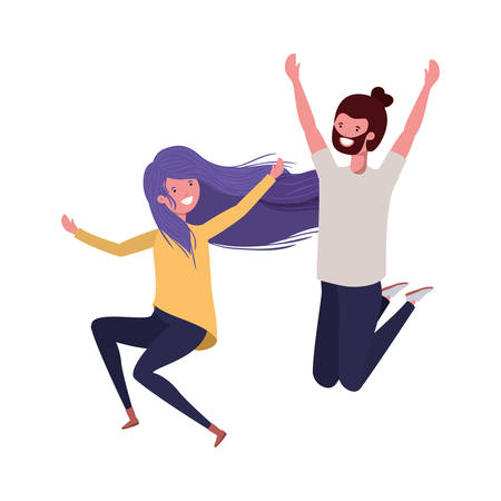 young couple dancing in white background vector illustration designのイラスト素材
