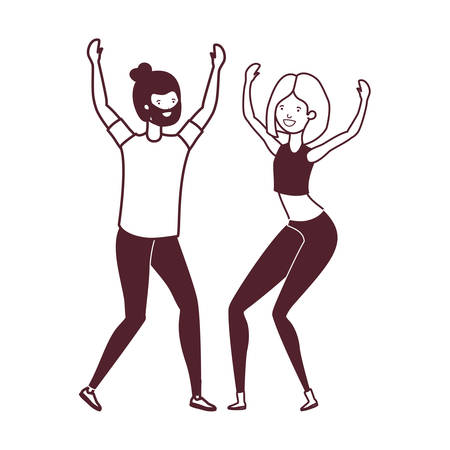 silhouette of young couple dancing in white background vector illustration designのイラスト素材