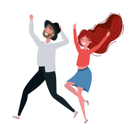 young couple dancing in white background vector illustration designのイラスト素材