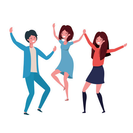group of people dancing in white background vector illustration designのイラスト素材