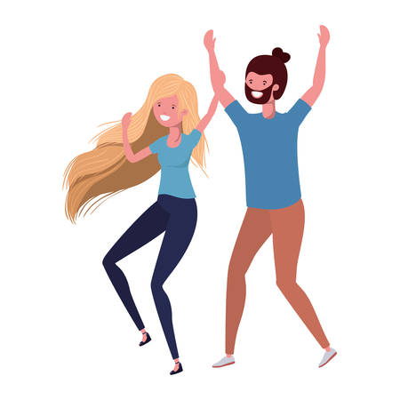 young couple dancing in white background vector illustration designのイラスト素材
