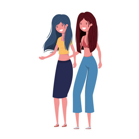 dancing women in white background vector illustration designのイラスト素材