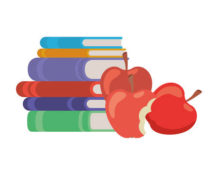 stack of books with apple fruit icon vector illustration designのイラスト素材